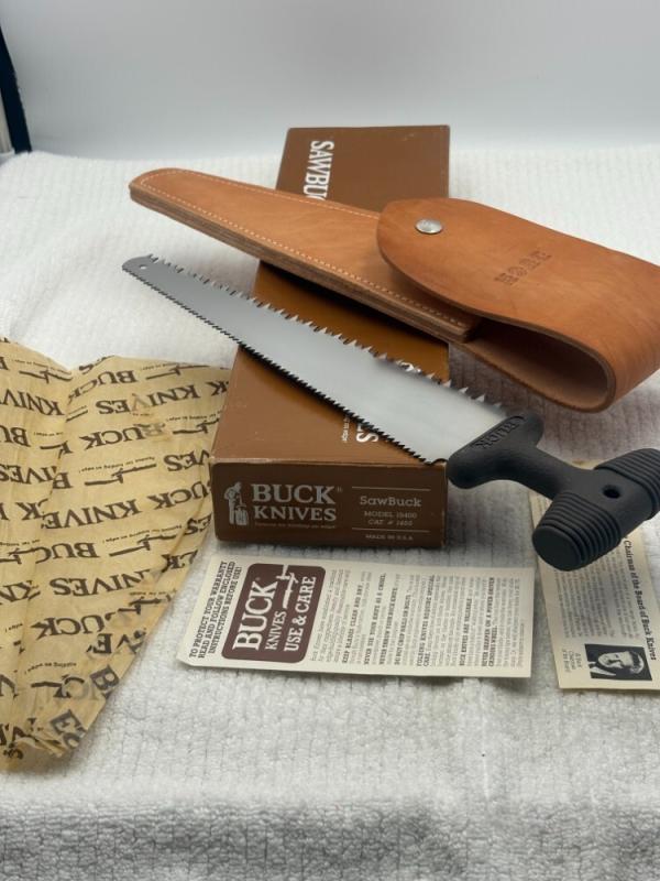 Buck Knives USA Saw Buck Model 15400 New In Box With Papers And Sheath Buck Knives USA Saw Buck Model 15400 New In Box With Papers And Sheath