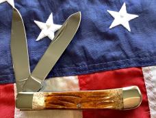 Vintage Parker Eagle Brand Trapper (Mdl# 95149) w/ Fantastic Appaloosa Bone Handles -a beauty!