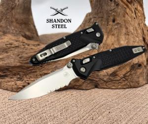 Microtech Socom Ram-Lok w/ Aluminum Frag Handles & S/E Serrated Stonewash M390MK 160RL-11FR