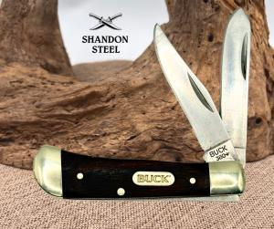 Buck 380 Mini Trapper Vintage Pocket Knife 2 Blade Folding Wood Handle (35)