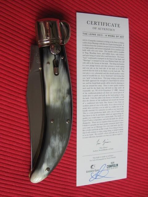 Lepre Quality Italian Unique Switchblade Knife Horn Limited Edition 2015 MANIAGO ITALY w/Certificate