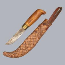 Vintage 1940s Finnish WWII Trench Art Puukko Knife with Birchbark Sheath #8735