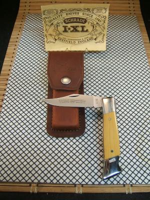 SCHRADE I-XL VINTAGE 1980 WESTENHELM MICARTA MINT LOCK BACK POCKET KNIFE & ORIGINAL SCHRADE SHEATH