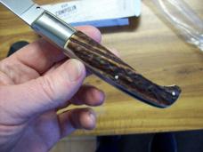 A.G.A. Campolin Pattada Scarce Italian Automatic Genuine Stag/Antler UNUSED W/Pouch & Box