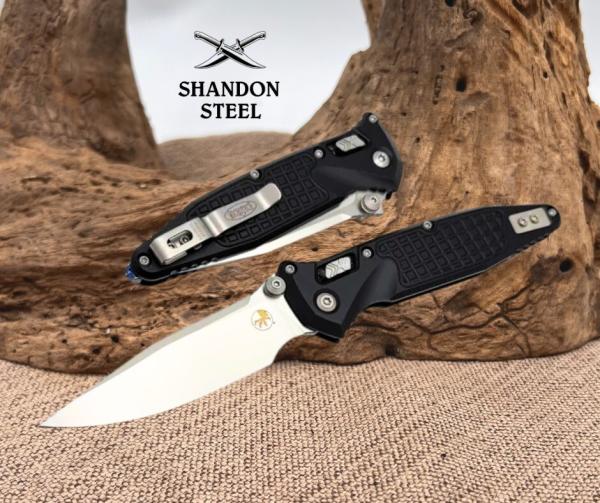 Microtech Socom Ram-Lok w/ Aluminum Frag Handles & S/E Stonewash 160RL-10FR Microtech Socom Ram-Lok w/ Aluminum Frag Handles & S/E Stonewash 160RL-10FR