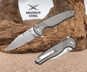 SENCUT Selkyris Flipper Thumb Stud Button Lock Knife Gray Aluminum Handle S25068