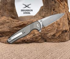 SENCUT Selkyris Flipper Thumb Stud Button Lock Knife Gray Aluminum Handle S25068