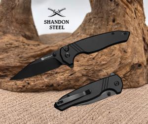 SENCUT Selkyris Flipper Thumb Stud Button Lock Knife Blk Aluminum Handle S25068