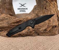SENCUT Selkyris Flipper Thumb Stud Button Lock Knife Blk Aluminum Handle S25068