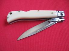New 9" Italian Swing Guard Stiletto Style Knife Faux Ivory handles 