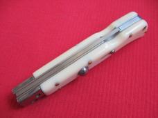 New 9" Italian Swing Guard Stiletto Style Knife Faux Ivory handles 