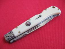 New 9" Italian Swing Guard Stiletto Style Knife Faux Ivory handles 