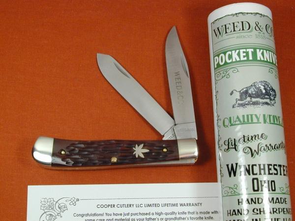 Weed & Co. Brown Jigged Bone Trapper Knife from Cooper Cutlery USA 5219BRJB Weed & Co. Brown Jigged Bone Trapper Knife from Cooper Cutlery USA 5219BRJB