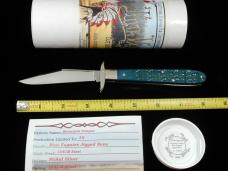 Tuna Valley Cutlery Blue Fugates Jigged Bone Mountain Cougar Swing Guard Knife Rare 1 of 10 COA USA