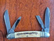 3 7/8" 1st Generation Bulldog 1984 Old Dominion Stag Handle 1 of 300 Knife Collectors 4-blade ODKCA,