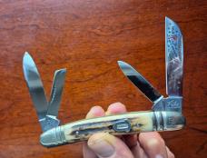 3 7/8" 1st Generation Bulldog 1984 Old Dominion Stag Handle 1 of 300 Knife Collectors 4-blade ODKCA,