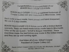 Beaver Falls Cutlery Linear Cut Ebony Barn Door Hinge Jack Knife NIT Cooper Cut. 1 of 25 USA BDH-LCE