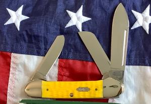 2007 Gunboat Canoe (Mdl# 6394 SS) w/ Bright Yellow Bone Handles. NOS in Orig box Minty