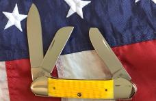 2007 Gunboat Canoe (Mdl# 6394 SS) w/ Bright Yellow Bone Handles. NOS in Orig box Minty