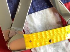 2007 Gunboat Canoe (Mdl# 6394 SS) w/ Bright Yellow Bone Handles. NOS in Orig box Minty