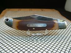 SCHRADE OLD TIMER 125OT MUSTANG NOS VINTAGE U.S.A. 1095 CARBON STEEL LINER LOCK NIB KNIFE & SHEATH 