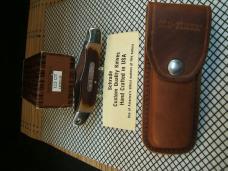 SCHRADE OLD TIMER 125OT MUSTANG NOS VINTAGE U.S.A. 1095 CARBON STEEL LINER LOCK NIB KNIFE & SHEATH 