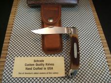 SCHRADE OLD TIMER 125OT MUSTANG NOS VINTAGE U.S.A. 1095 CARBON STEEL LINER LOCK NIB KNIFE & SHEATH 