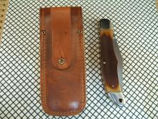 SCHRADE OLD TIMER 125OT MUSTANG NOS VINTAGE U.S.A. 1095 CARBON STEEL LINER LOCK NIB KNIFE & SHEATH 