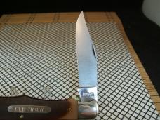 SCHRADE OLD TIMER 125OT MUSTANG NOS VINTAGE U.S.A. 1095 CARBON STEEL LINER LOCK NIB KNIFE & SHEATH 