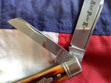 AAPK 2025 Great Eastern, GEC Tidioute Cutlery, 922225 w/ Sweet Amber Carved Stag Bone Handles -NOS