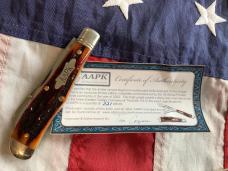 AAPK 2025 Great Eastern, GEC Tidioute Cutlery, 922225 w/ Sweet Amber Carved Stag Bone Handles -NOS