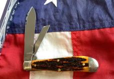 AAPK 2025 Great Eastern, GEC Tidioute Cutlery, 922225 w/ Sweet Amber Carved Stag Bone Handles -NOS