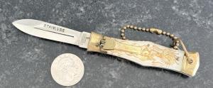 Rare Small Size Dagger Blade Mexico Bullfighter Lever Lock Switchblade Knife, Japan