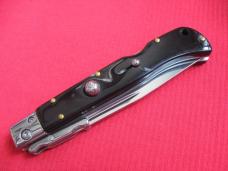New 9" Italian Roma style Swinguard Switchblade knife Blackhorn handles 