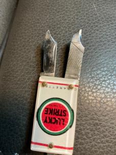 Luck strike cigarette key chain knife /file