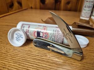 Great Eastern Cutlery 470123 Viper, Stone Wash Blue Natural Bone. Brand New, Mint in Original Tube.
