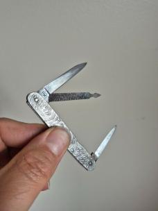 2 3/4" Antique English Sterling Silver Pocket Knife, Hallmarked, Birmingham