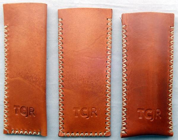 Handmade Leather Pocket Knife Slips by TCJR Leatherworks - LARGE Size - 5.25″ long x 1.75″ wide