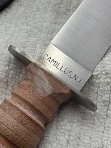 Camillus NY USA Stacked Leather Fixed Blade Sheath Knife-U.S.M.C. (24)