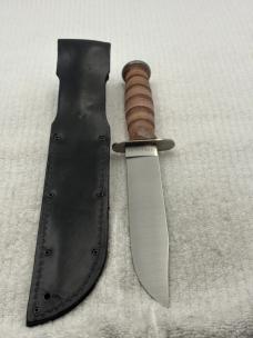 Camillus NY USA Stacked Leather Fixed Blade Sheath Knife-U.S.M.C. (24)