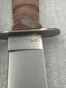 Camillus NY USA Stacked Leather Fixed Blade Sheath Knife-U.S.M.C. (24)
