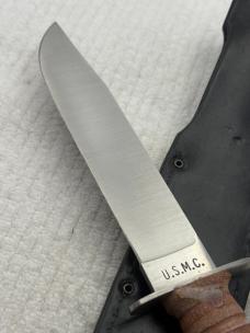 Camillus NY USA Stacked Leather Fixed Blade Sheath Knife-U.S.M.C. (24)