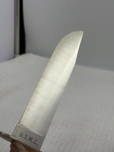 Camillus NY USA Stacked Leather Fixed Blade Sheath Knife-U.S.M.C. (24)