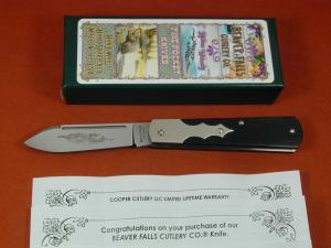 Beaver Falls Cutlery Linear Cut Ebony Barn Door Hinge Jack Knife NIT Cooper Cut. 1 of 25 USA BDH-LCE