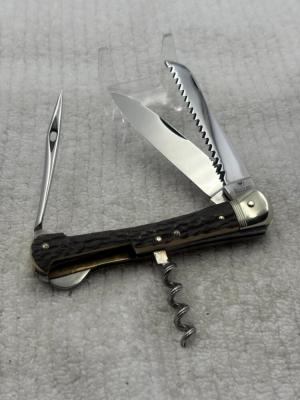 Ed Wusthof Vintage Stag Handle Corkscrew Lock Back Pocket Knife (5)