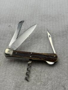 Ed Wusthof Vintage Stag Handle Corkscrew Lock Back Pocket Knife (5)