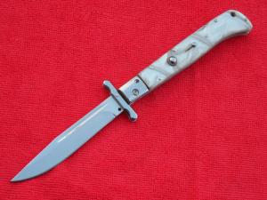 New 11quot Italian Roma style Swinguard Switchblade knife Pearl white handles