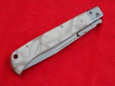 New 11" Italian Roma style Swinguard Switchblade knife Pearl white handles