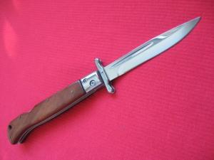 New 9" Roma Italian style Swing Guard Switchblade Knife w/Genuine Wood handles