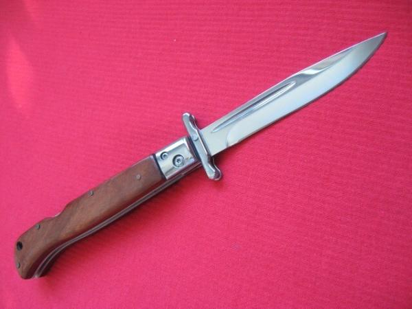 New 9" Roma Italian style Swing Guard Switchblade Knife w/Genuine Wood handles